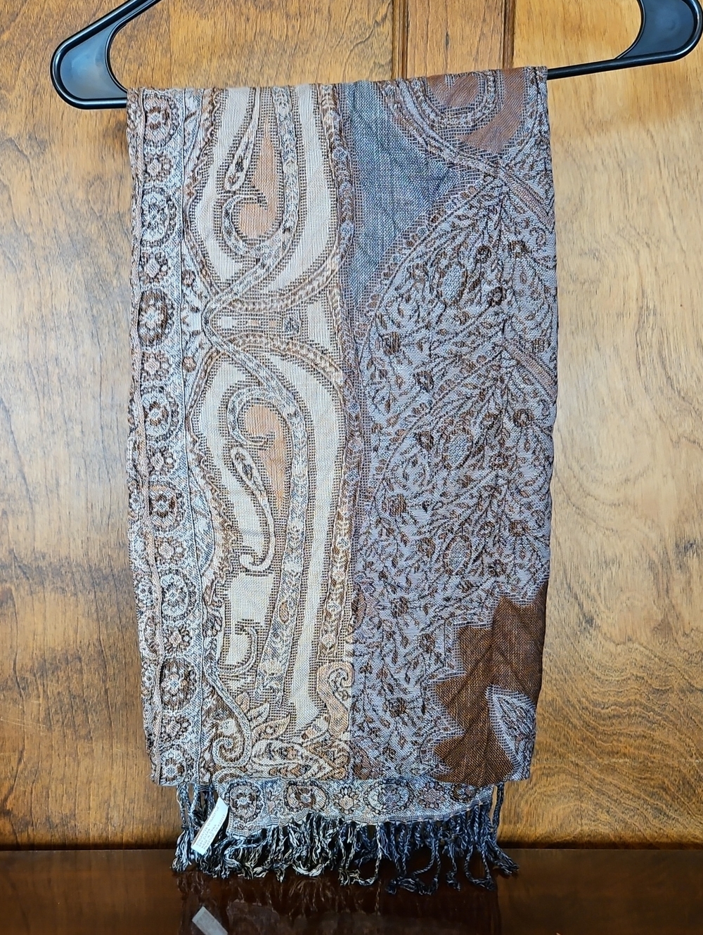 Brown and Tan Paisley Scarf
